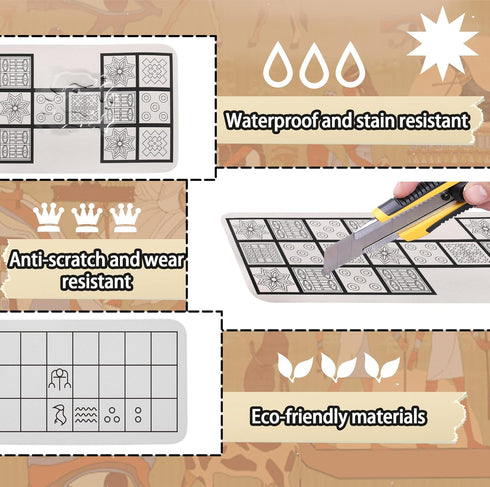 Ancient Board Game: Royal Game of UR & Senet - 1 Board, 8 Wooden Dice, 14 Wooden Pieces, Metal Box