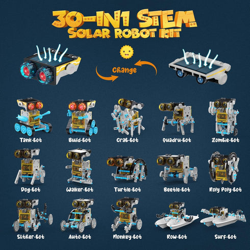 30-in-1 243 Set 8-12, Wesfuner Solar Robot Kit - Pieces, STEM Educational Building for Kids Aged Science Experiment