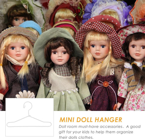 EXCEART 20 Pcs Metal Doll Clothes Hanger, Doll Outfit Hanger Accessories for Wardrobe Doll Clothes Gown Dress Outfit