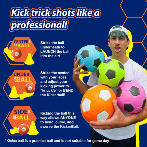 Kickerball Swerve and Curve Size 4 Soccer Training Ball for Indoor and Outdoor Play, Fun for Kids and Adults