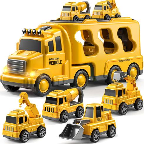 Truck Toys for Boys Ages 3-6, Toddler Car Carrier Vehicle Toy Set, Kids Toys Truck Set for Age 3-9