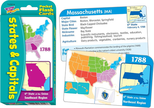 Pocket Flash Cards of States & Capitals
