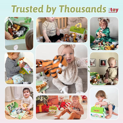 OUOZZZ 1 2 3 Set 9.8" Year Old Toys - Mini Zoo Stuffed Animals Interactive Plush Toys for Babies & Toddlers