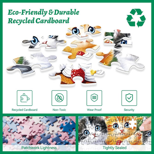 HQXXJW 300 300 (20.5" 15") Piece Puzzle for Adults, Jigsaw Puzzle, Cute Kittens with Milk, Cake and Fruits, Jigsaw