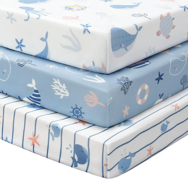 Baby Crib Sheets for Boys and Girls, 3 Pack Toddler Bed Sheets