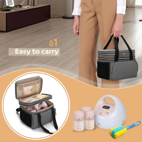 S1 S2, Luxja Double Layer Breast Pump Bag Compatible with Spectra and Pump Bag for Breast Pump and Extra Parts