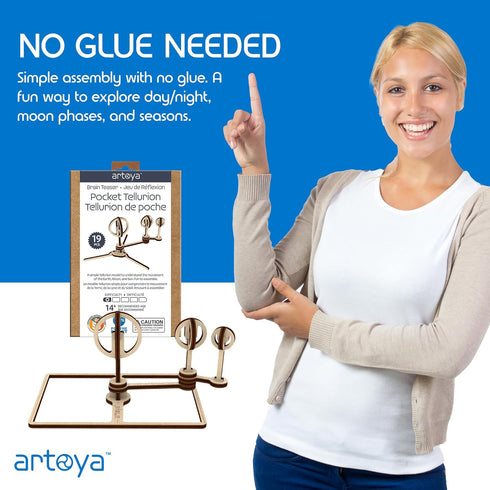 Artoya Pocket Tellurion Solar System Kit for School Project, Orbiting Sun-Earth-Moon Model, Solar System Project Kit