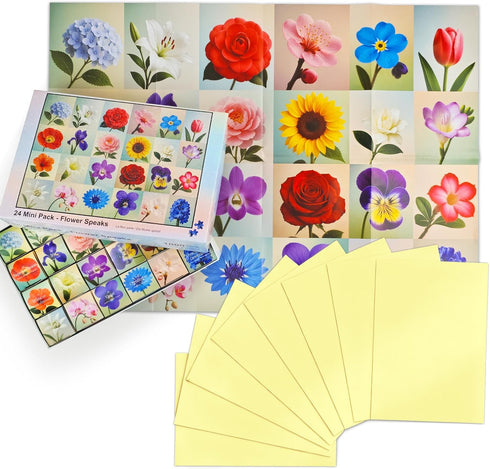 24 Pack, 1000 8 27.5 19.7 rokt&razo, Flower Speaks, Mini Pieces Floral Daily Puzzles with Glitter Finish, Full-Size
