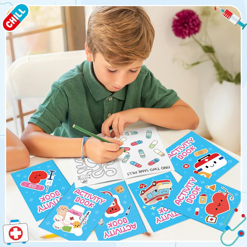 24Pcs Set Bulk Medical Activity Books for Kids - Medical Mini Games Coloring Book Doctor Nurse Theme Coloring Booklet