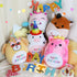 14.5" Birthday Cow Plush Pillow, Cute Black Cow Stuffed Animal Body Pillow for Kids Birthday Decoration Gifts