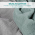2 Pack, 100% Muslin Bassinet Fitted Sheets Cotton Baby Cradle Sheets in Solid Green & Gray, Soft Breathable Mattress