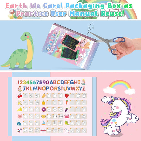 FLUESTON 8.8 Inch LCD Writing Tablet for Kids - 3pcs in 1 Pack Drawing Pad Toy for Boys Girls 3-8 Years Old