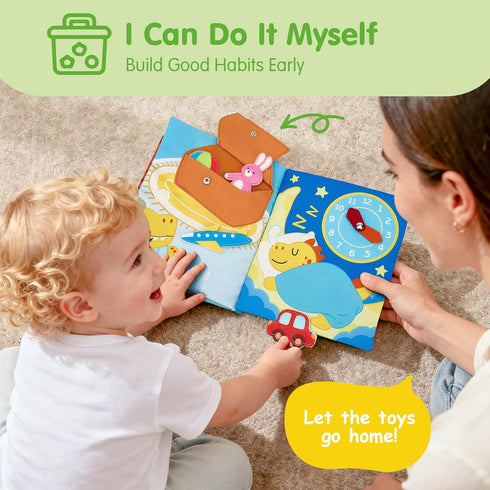 1-3 1 1 hahaland Busy Book for Toddlers - Montessori Toys for Year Old Boy Gifts, Sensory Toys, Dinosaur Soft Fabric