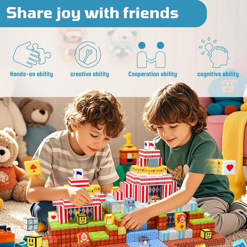 BRISTLIX 200 3+, PCS Magnetic Blocks Magnetic Building Blocks, Magnet Toys for Kids Multicolor STEM Learning Toys