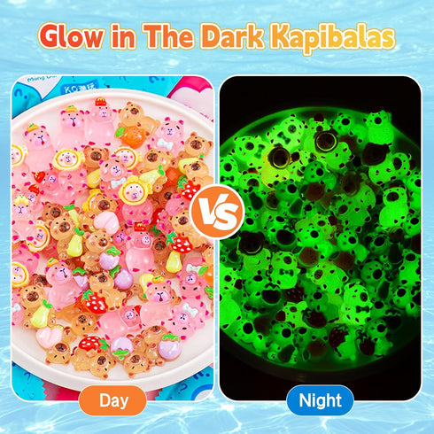 50 Packaged Pcs Random Mini Capybara with Glow in the Dark Feature, Individually Blind Bags Cute Collectible Resin Toys