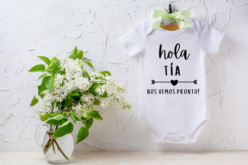 Generic "Hola Tia Nos Vemos Pronto" Pregnancy Announcement Outfit Gift for Expecting Aunties