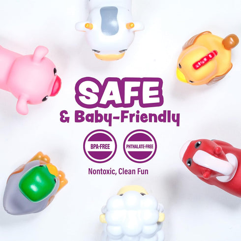 6 Pack Tub Works Barnyard Mold Free Bath Toys, | Sealed, No Hole Bath Toys Design Keeps Moisture Out | Soft, Squeezable