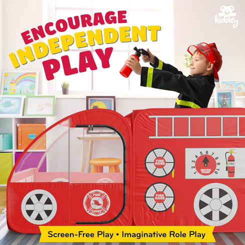 Kiddey Fire Truck Play Tent for Kids - Firetruck Tents with Sirens and Fireman Sound Button for Girls, Boys, & Toddlers