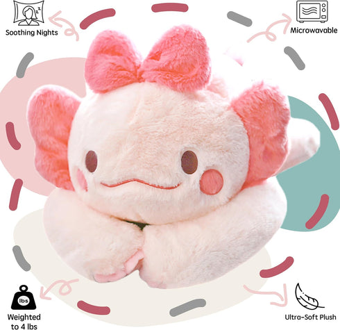 uoozii 20" 4 | Pounds Pink Axolotl Weighted Stuffed Animals with Unscented Microwave Heating Pad Inside, Cute Coolable