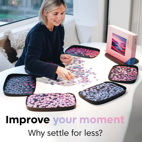 Set 6 1500 Puzzlup Puzzle Sorting Trays - of - Up to Pieces - Unique Stackable Jigsaw Trays with Box Display Design