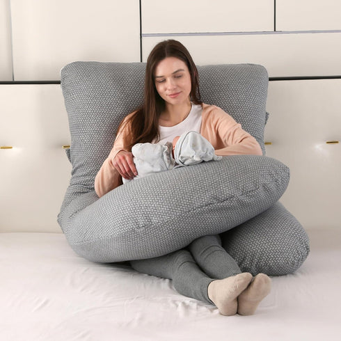Soft Pregnancy Pillows for Sleeping Support for Back, Belly, HIPS, Legs, J Shaped Full Body Maternity Pillow