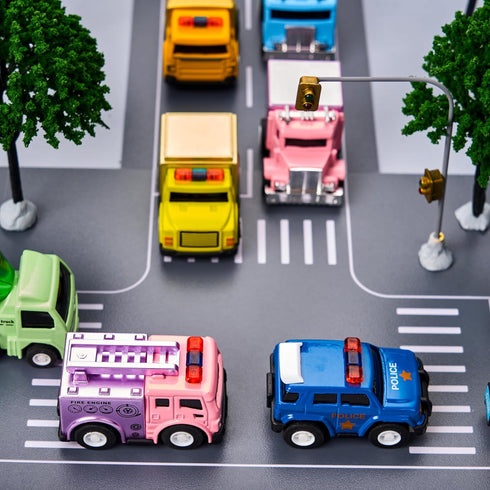 12 JOYIN Pcs Easter Eggs Filled with Toy Cars, Colorful Stuffed Eggs with Pull Back Die-Cast Cars for Easter Hunt Game