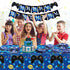 81 Pcs Video Game Birthday Decorations, 9th Gamer Party Supplies for Boys, Serves 20 with Plates Napkins Forks