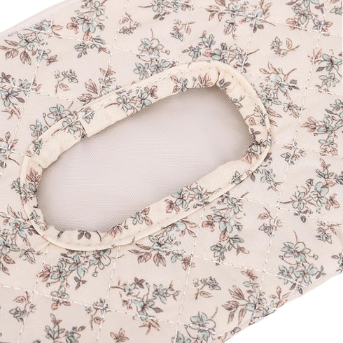 Quilted Baby Wipe Holder, Canvas Floral Quilted Pouch with Hanging Strap, Portable Diaper Wipe Holder for Travel