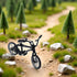 Jizlan 1/18 Black Diecast Bike Action Figure Toy,Mini Finger Mountain Bike Bicycle Art Crafts Desktop Decor Finger