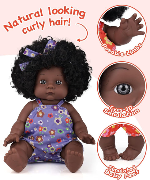 3 4 5 6 Old,12 inch 2-Sets GAGAKU Black Baby Doll for Years Black Baby Dolls for Girls with Curly Hair, Doll