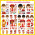 24 Sheets Firefighter Stickers for Kids, Make-a-face Fireman Themed Party Favor Craft Supplies