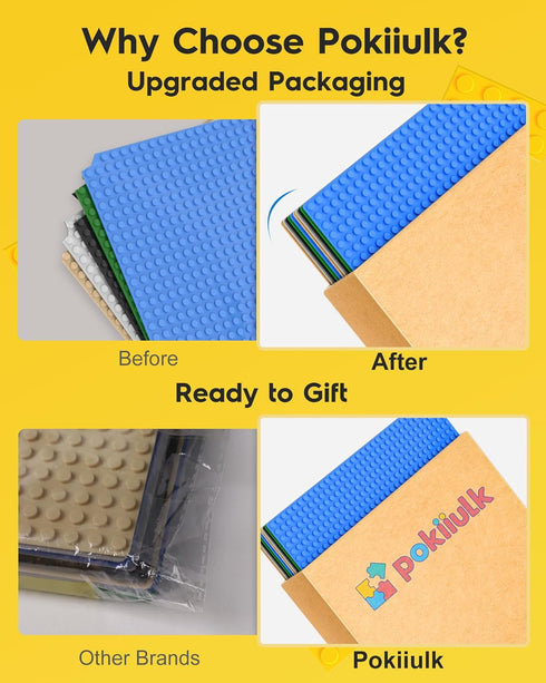 Plates-Pack 10 10" 10" 3+ Pokiiulk Classic Baseplates Building of Large x Building Bricks, Compatible with All Major