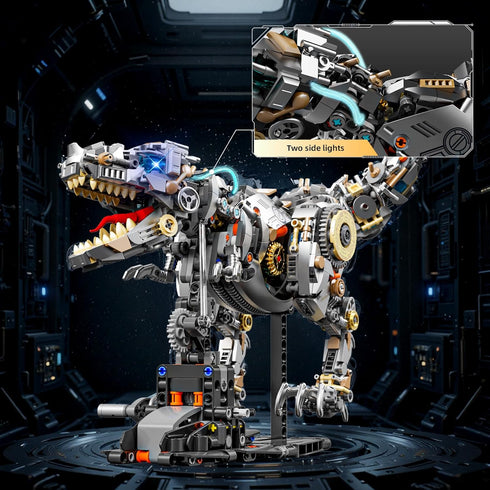 HJPLPXH Set 1268 Mechanical Tyrannosaurus Building Blocks with LED Light & Display Stand, PCS T-Rex Dinosaur Model Kit