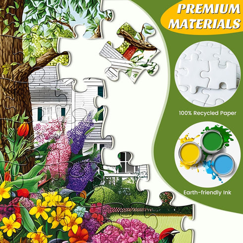 500 500 20.5 15 Pieces Puzzle for Adults,Birds and Flowers Puzzle,Recycled Cardboard House,Tree,Landscape Puzzles