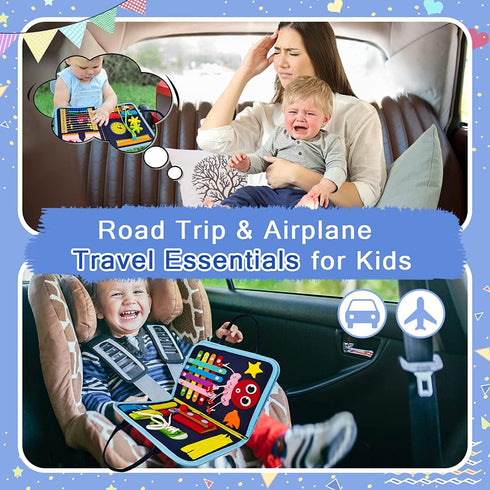 Gojmzo Busy Board Montessori Toys for 1-4 Year Old Boys & Girls, Sensory Toys for Toddlers, Educational Travel Toys