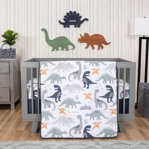 3 Set, Tummy Trend Lab Prehistoric Dinos Piece Crib Bedding Can Be Used As A Blanket Or A Playmat for Time, Includes