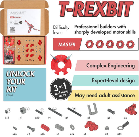 8 9 10 11 12, The Off Bits Dinosaur Robot Building Kit, Build Your Own Robot Toys T-Rex Model Kit, DIY Educational Stem