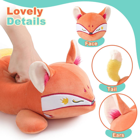Adults9.8", 1.0 Lbs Onsoyours Original Red Wheat Fox Weighted Stuffed Animal, Cute Weighted Positive Fox Plush Pillow