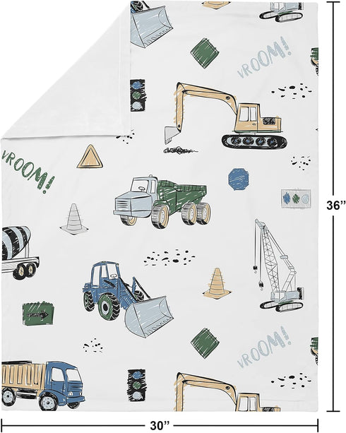 Sweet Jojo Designs Construction Truck Boy Blanket Receiving Security Swaddle for Newborn or Toddler Nursery Car Seat