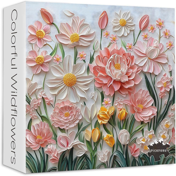PICKFORU Spring Floral Puzzles for Adults 1000 Pieces, Wildflower Garden Flower Jigsaw Puzzle