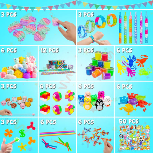DQstar 4-8-12, Party Favors Toy for Kids Treasure Box Prizes for Classroom, Goodie Bags Stuffers, Prize Box Toys