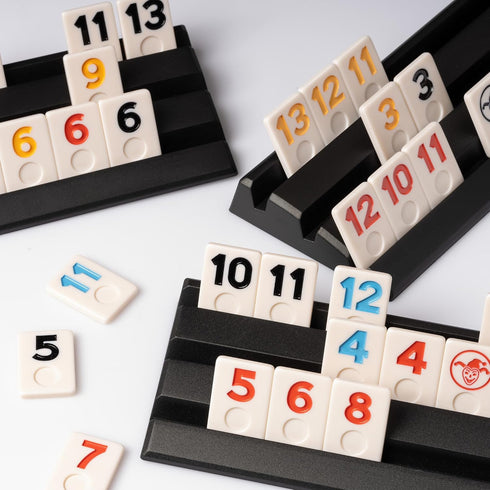 Lingle Rummy Set, 2-4 106 Rummy 4 Rummy Set Game Players with Tiles and Racks, Travel Game with Faux Leather Case, Fun