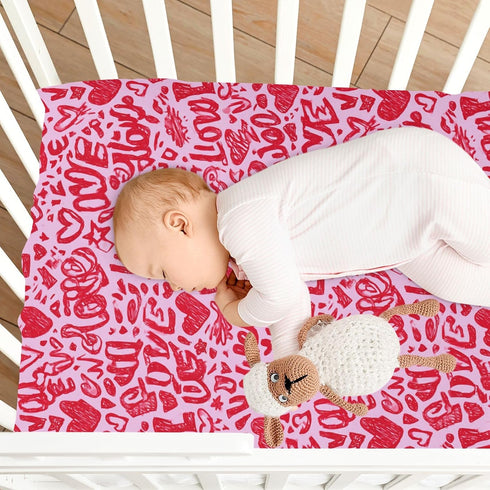 Pigsaly 27x39 Inch Crib Sheets Red Love Hearts Stars Valentines Day Baby Sheet for Standard Crib Mattress Boys Girls