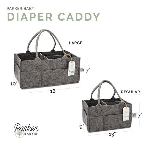 Large Charcoal Diaper Caddy - Stylish Nursery Storage & Car Organizer