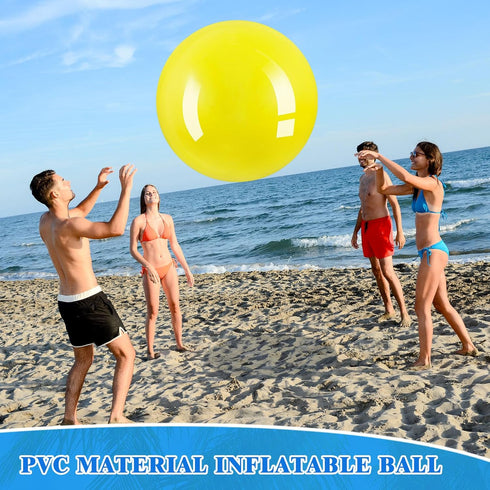Jenaai 4 Pcs 30 Inch Big Bounce Ball, Large Rubber Kickball, Giant Inflatable Hopping Ball for Outdoor Activity