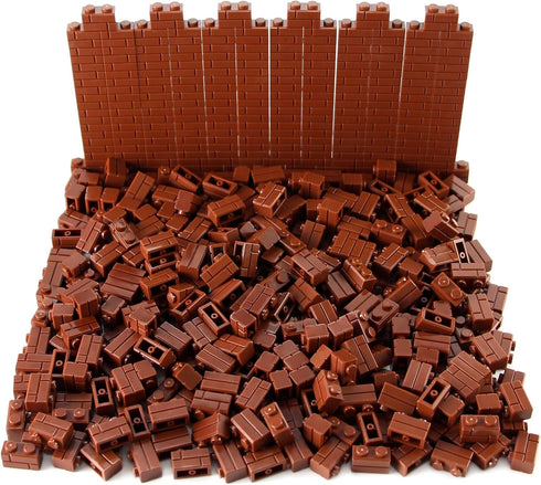 Feleph 360 Pieces 1x2 Masonry Profile Bricks Building Blocks Diverse Bulk Toy Set for Wall Parts (Reddish Brown)