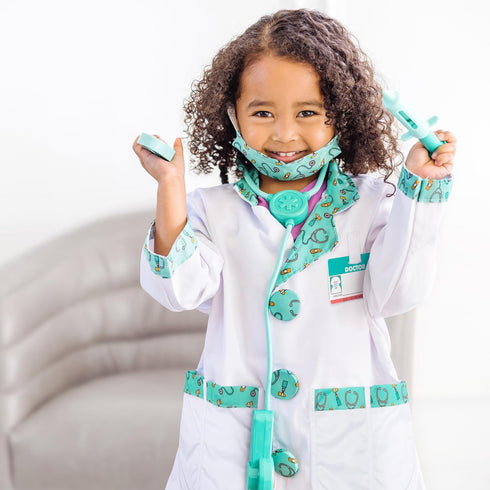 Set (8-Pc) 3+ Melissa & Doug Doctor Costume, Pretend Play Dress Up Stethoscope, Coat & Accessories, Role Play Toys