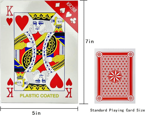 QkonkgnS 5X7 Inch (4 Large Jumbo Playing Cards, Giant Deck of Cards Games for Families Casino Party Decorations