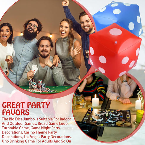 3 Pack Inflatable Dice, Jumbo Giant Dice Toy for Indoor Outdoor Board Game Ludo Pool Party Favor