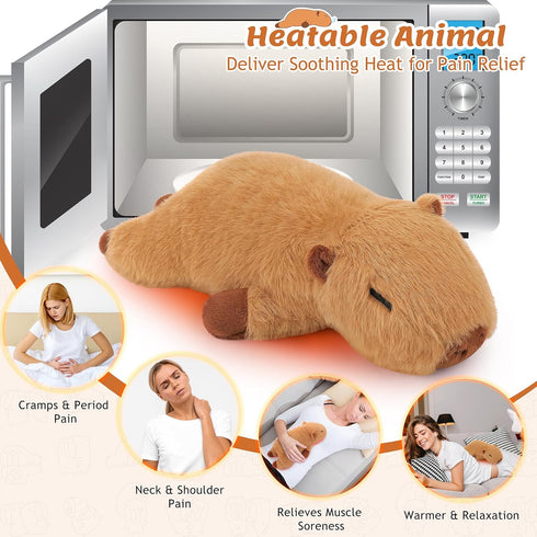 1.8lb Pad-14'' Capybara Microwavable Heating Cuddly Capybara Heating Pads for Cramps &Period Pain Relief